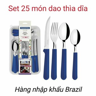 Set 25 món - bộ dao thìa dĩa bàn ăn cao cấp - Tramontina - Hàng nhập khẩu Brazil