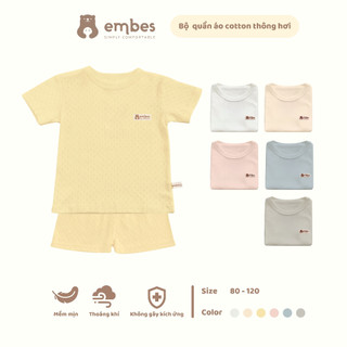Bộ quần áo chất liệu cotton thông hơi Embes 8kg đến 19kg