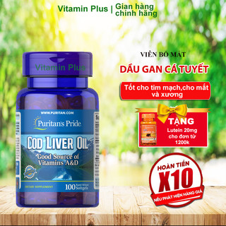 Dầu gan cá tuyết giúp sáng mắt Puritan's Pride Cod Liver Oil 100 viên