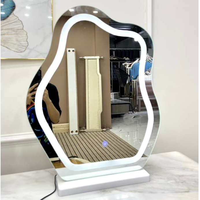 Gương để bàn trang điểm lượn sóng có đèn led hàng nhập khẩu cao cấp