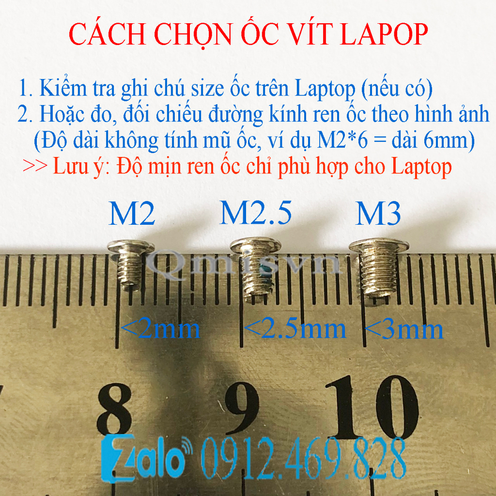 M2*3  Ốc vít laptop kim loại màu trắng dùng lắp đặt màn hình laptop, card wifi, SSD M2, Msata, NVME M2x3