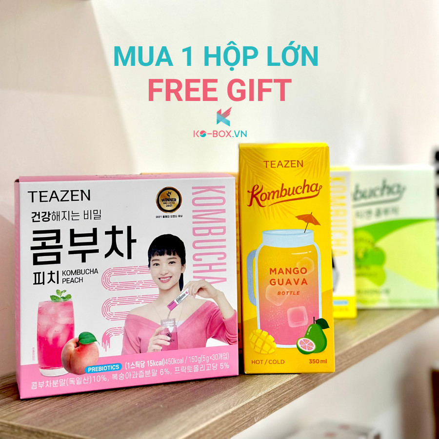 Trà Kombucha Teazen trái cây kèm Bình nước Hàn Quốc (30 gói) DATE 2025 giảm cân FULLBOX