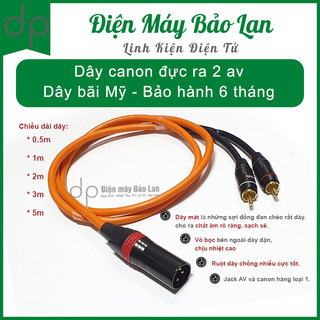 Dây canon đực ra 2 av, dây xlr đực ra 2 bông sen - dây đồng nguyên chất, chống nhiễu tốt, bh 6 tháng