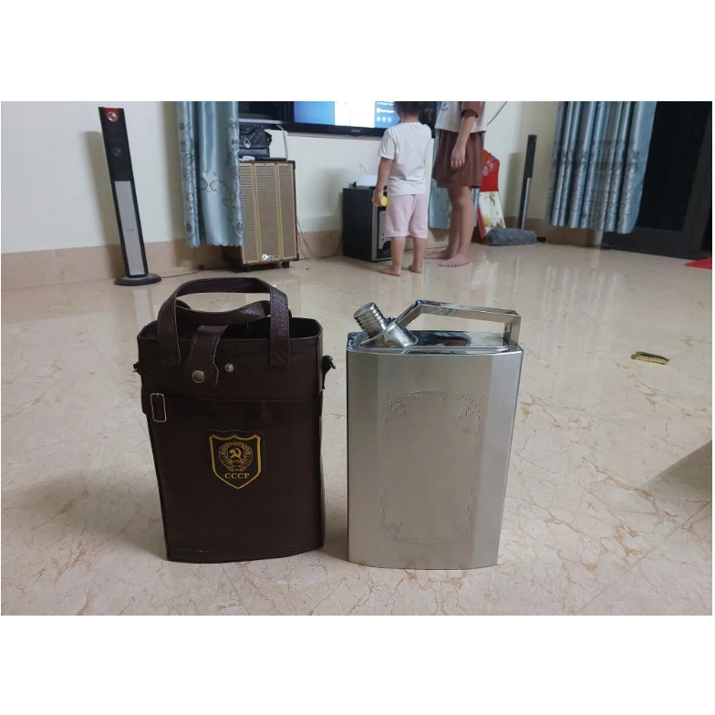 Bình đựng rượu inox 304 dung tích 5.4 Lít dáng can cao cấp 2023, dày dặn inox sáng bóng