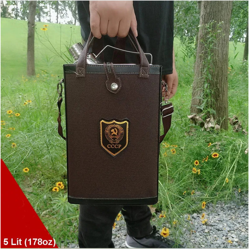 Bình đựng rượu inox 304 dung tích 5.4 Lít dáng can cao cấp 2023, dày dặn inox sáng bóng