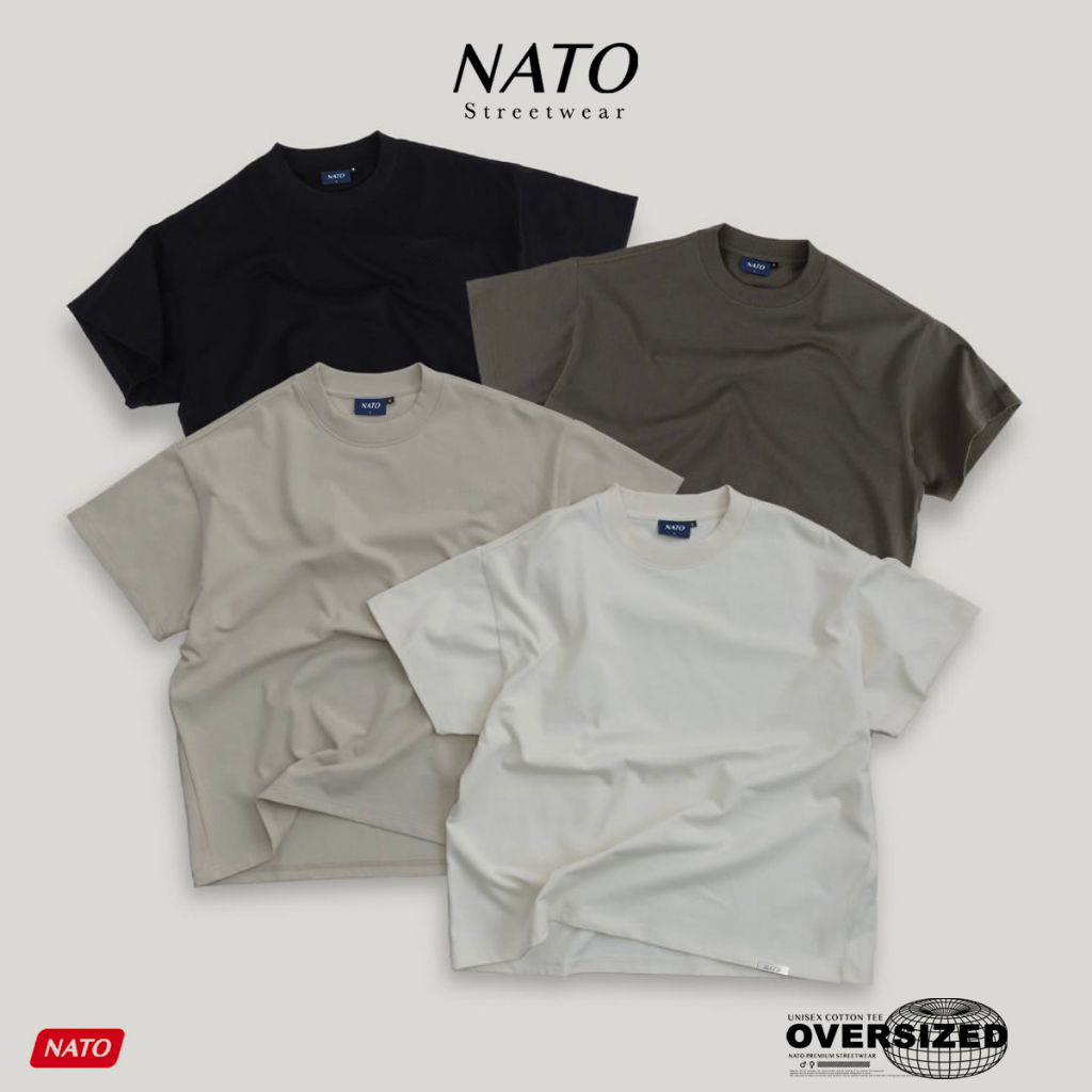 Áo Phông Rộng Tay Lỡ TEE 280GSM Cotton Oversize Áo Thun Trơn Nam Nữ Unisex Freesize Cổ Tròn Cao Cấp Local Brand NATO