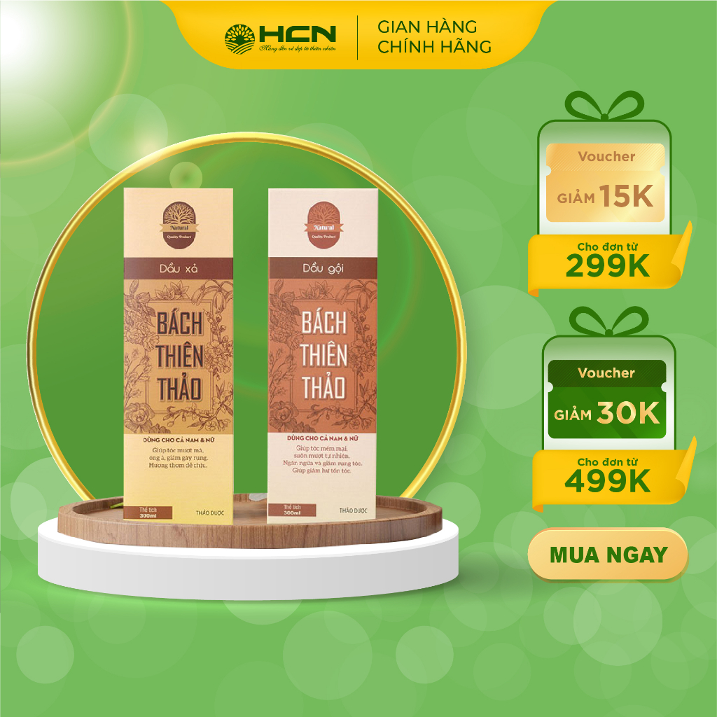 Cặp Dầu Gội-Xả Bách Thiên Thảo Hogi HCN Ngăn Ngừa Rụng Tóc, Bạc Tóc, Kích Thích Mọc Tóc 300ml