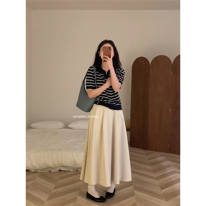 KAYY. Chân váy dài kaki lưng chun _ Cv30007