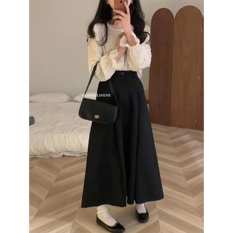 KAYY. Chân váy dài kaki lưng chun _ Cv30007