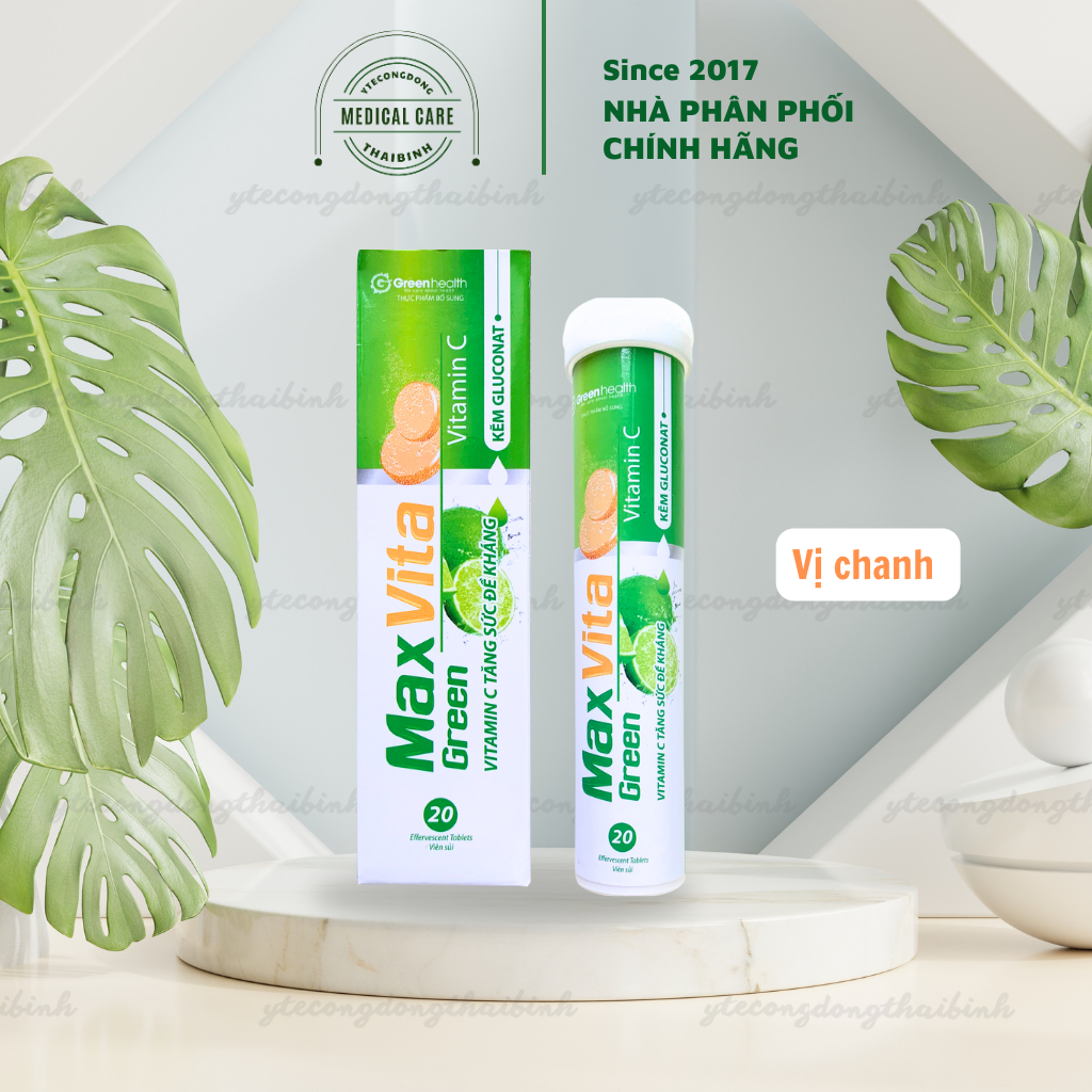 Viên C sủi MAXVITA viên C xủi BỔ SUNG vitamin C giải nhiệt tăng đề kháng thanh nhiệt mát gan xê xủi  tuýp 20 viên
