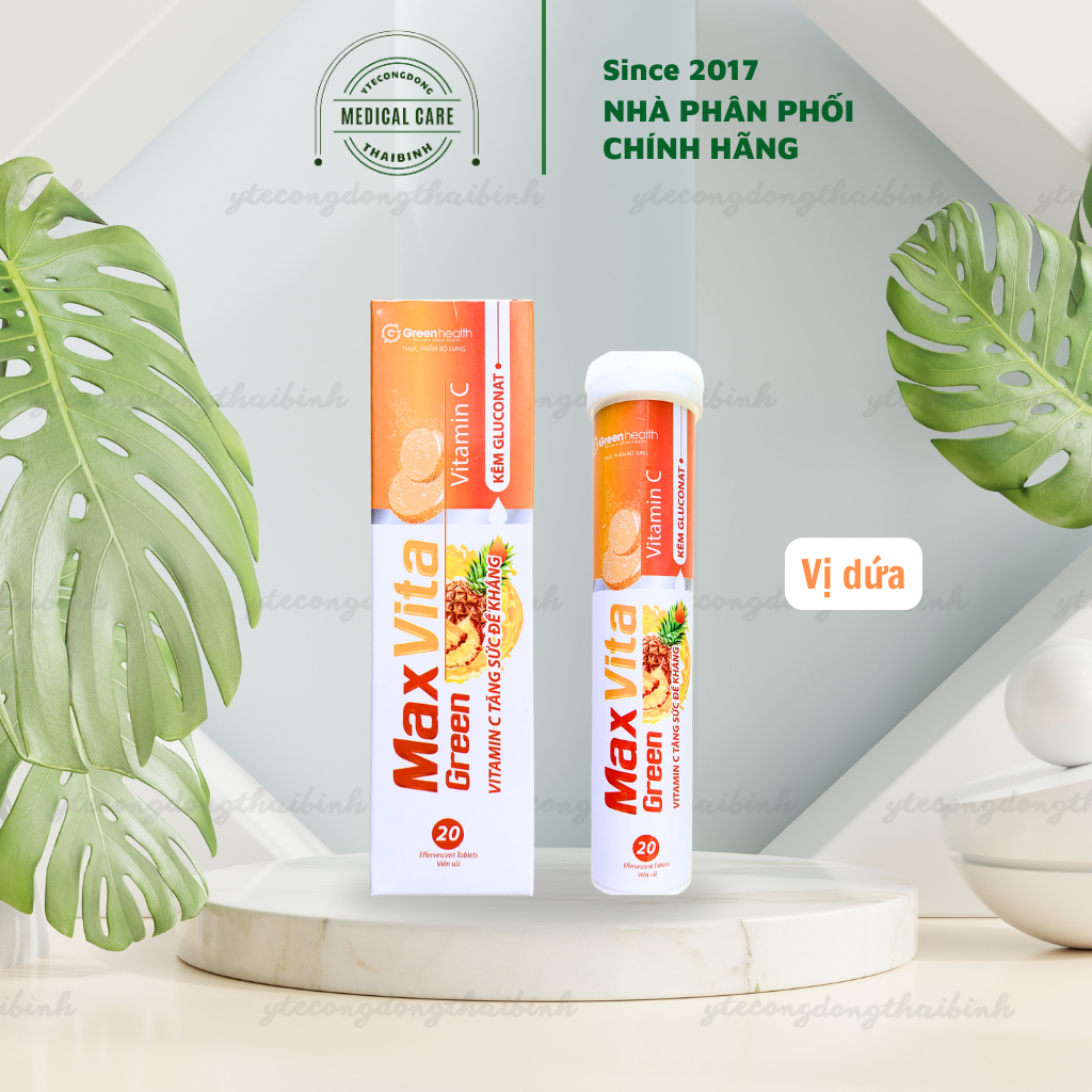 Viên C sủi MAXVITA viên C xủi BỔ SUNG vitamin C giải nhiệt tăng đề kháng thanh nhiệt mát gan xê xủi  tuýp 20 viên