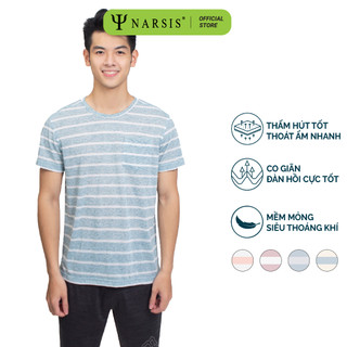 Áo Phông Nam Narsis from rộng chất cotton co giãn, thoáng mát, áo phông kẻ nam tính, trẻ trung, năng động