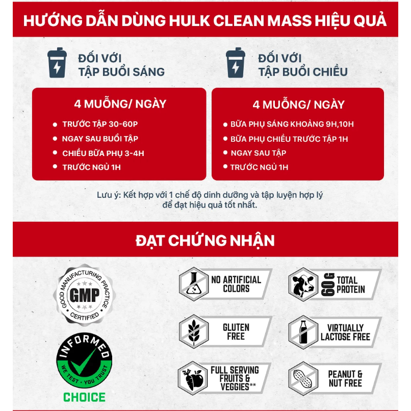 Bột tăng cân Perfect Sports HULK CLEAN MASS GAINER 10LBS