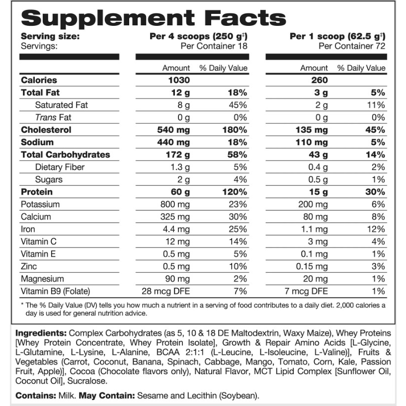 Bột tăng cân Perfect Sports HULK CLEAN MASS GAINER 10LBS