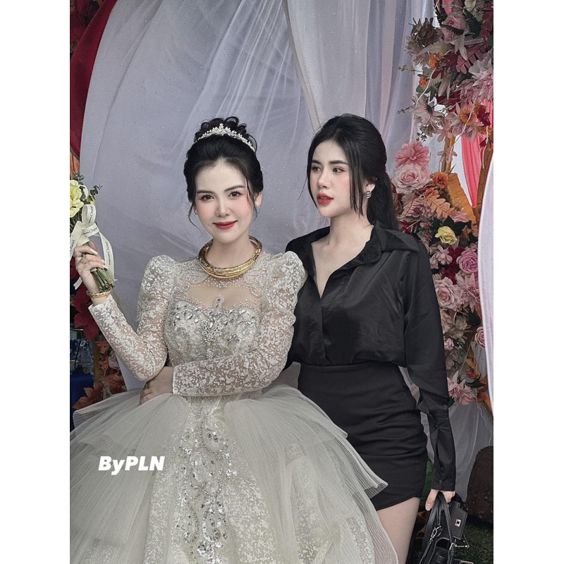 Set áo sơmi lụa satin kèm chân váy mango - Bộ 2 món áo sơmi kèm chân váy