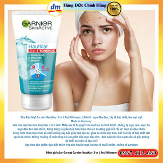 Sữa rửa mặt Balea, Tẩy tế bào chết, Mặt nạ 3 trong 1 với đất sét trắng Garnier 150 ml