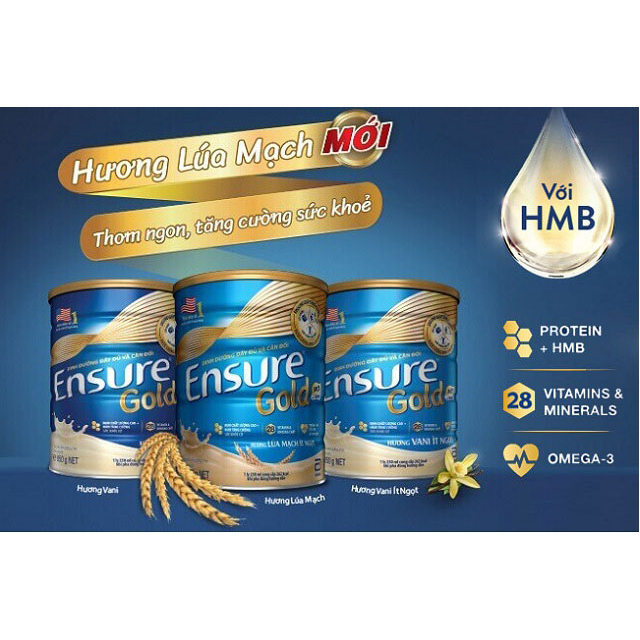 mua 3 tặng 1 Sữa bột Ensure Gold Abbott (HMB) hương Lúa mạch 850g/lon 2025