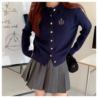 Áo Cardigan thêu logo cổ tròn