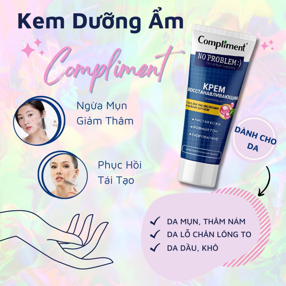 Kem dưỡng Compliment No Problem AHA BHA 50ml dành cho da dầu mụn