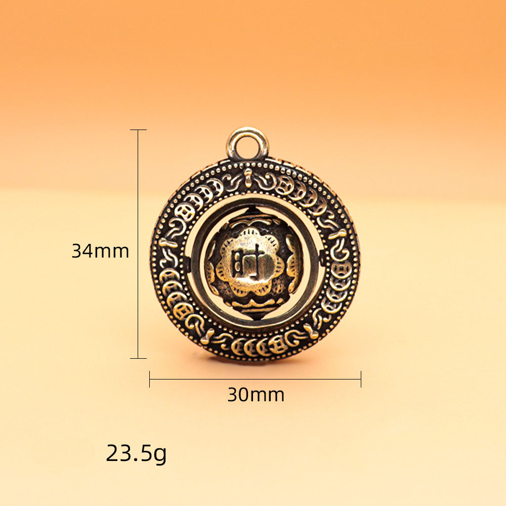 Móc khóa băng đồng hình quả cầu soay - kích thước 24 x 30mm nặng 25 g - May mắn bền đẹp