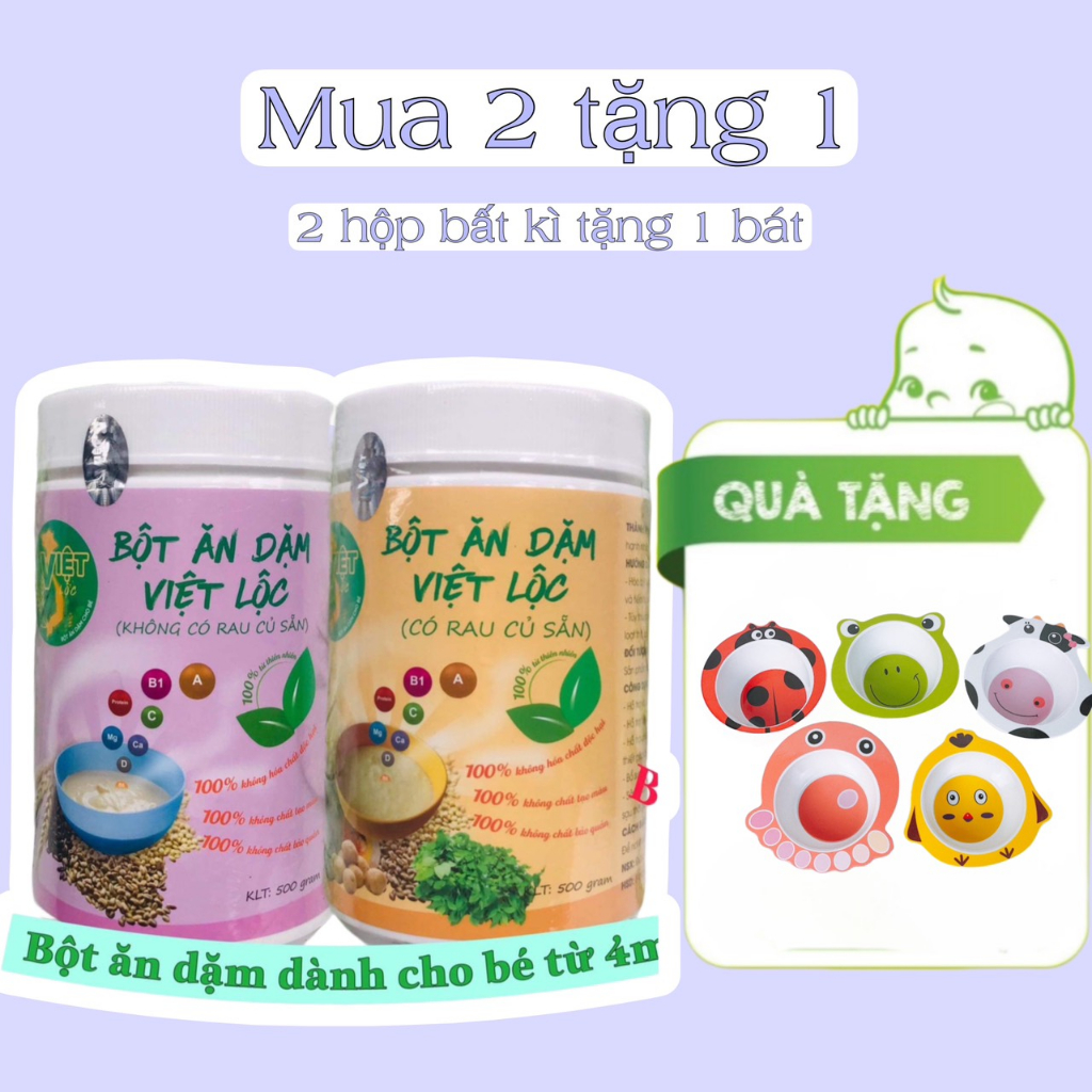Bột ăn dặm cho bé 4,5,6 tháng..Việt lộc - bột cho trẻ ăn dặm - Freeship - dinh dưỡng, an toàn, chống táo bón .