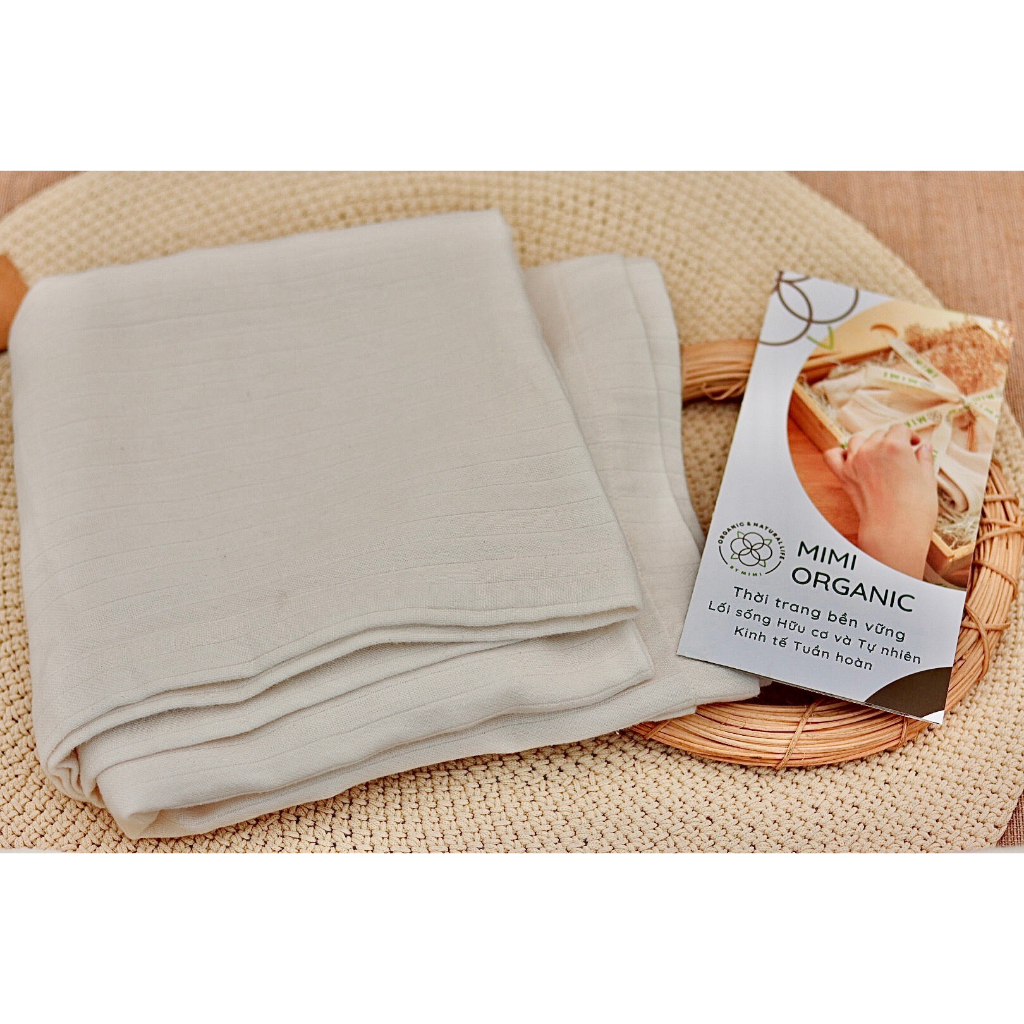 Khăn tắm Mimi Organic đa năng 100% organic cotton, 100cmx100cm an toàn chống nắng chống tia UV khách sạn 5 sao