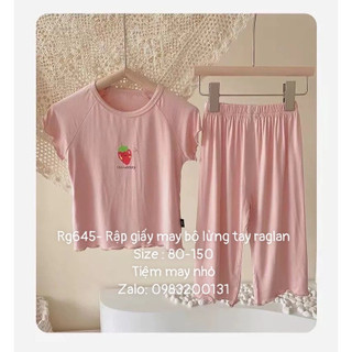 RG645_Rập giấy may bộ lửng tay raglan trẻ em