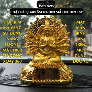 Tượng phật bà quan âm nghìn mắt nghìn tay có vòng xoay sử dụng năng lượng mặt trời cao cấp P108
