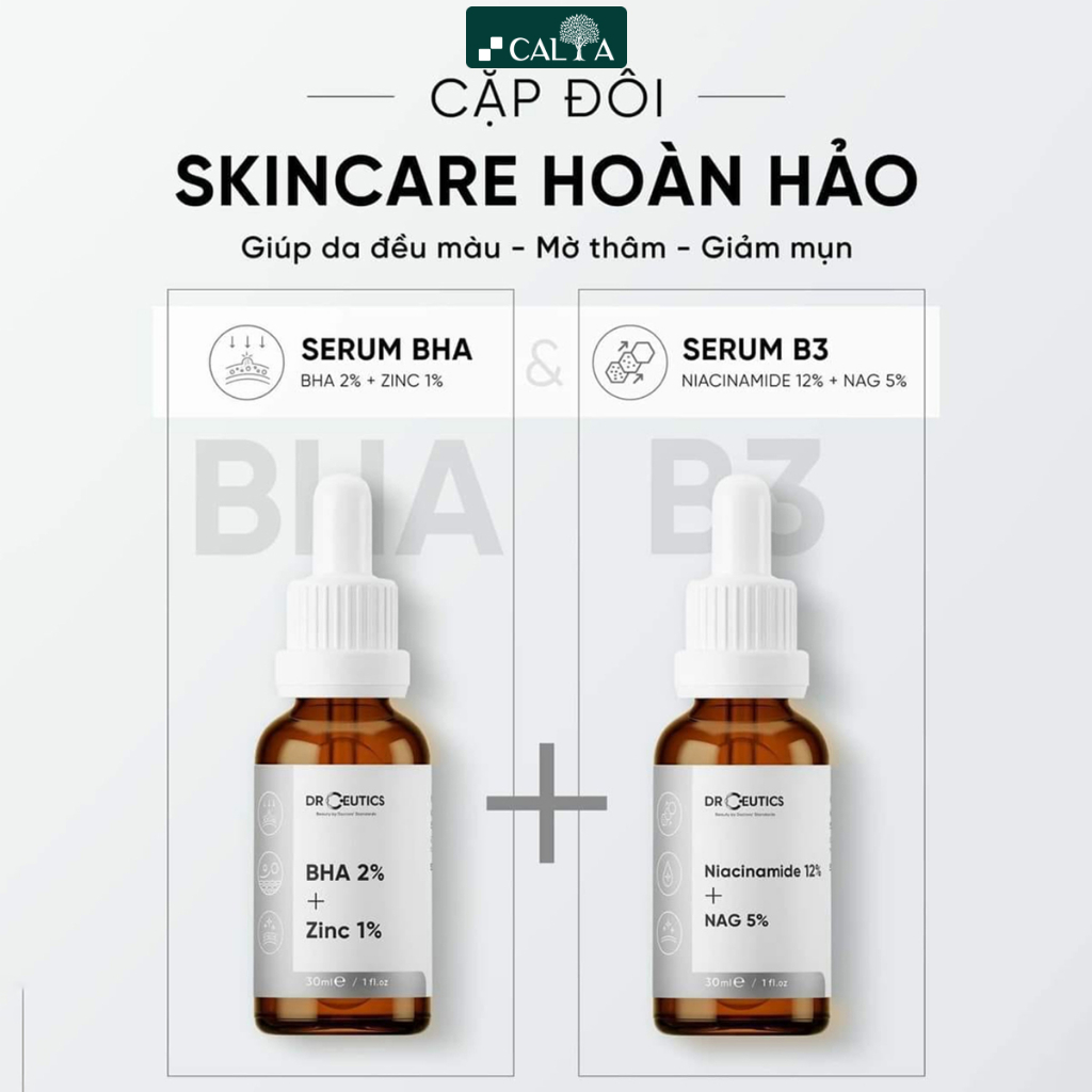 Tinh Chất Serum DrCeutics BHA 2% + ZinC 1% Giảm Mụn, Làm Mờ Thâm, Phục Hồi Da - Dr.Ceutics 30g