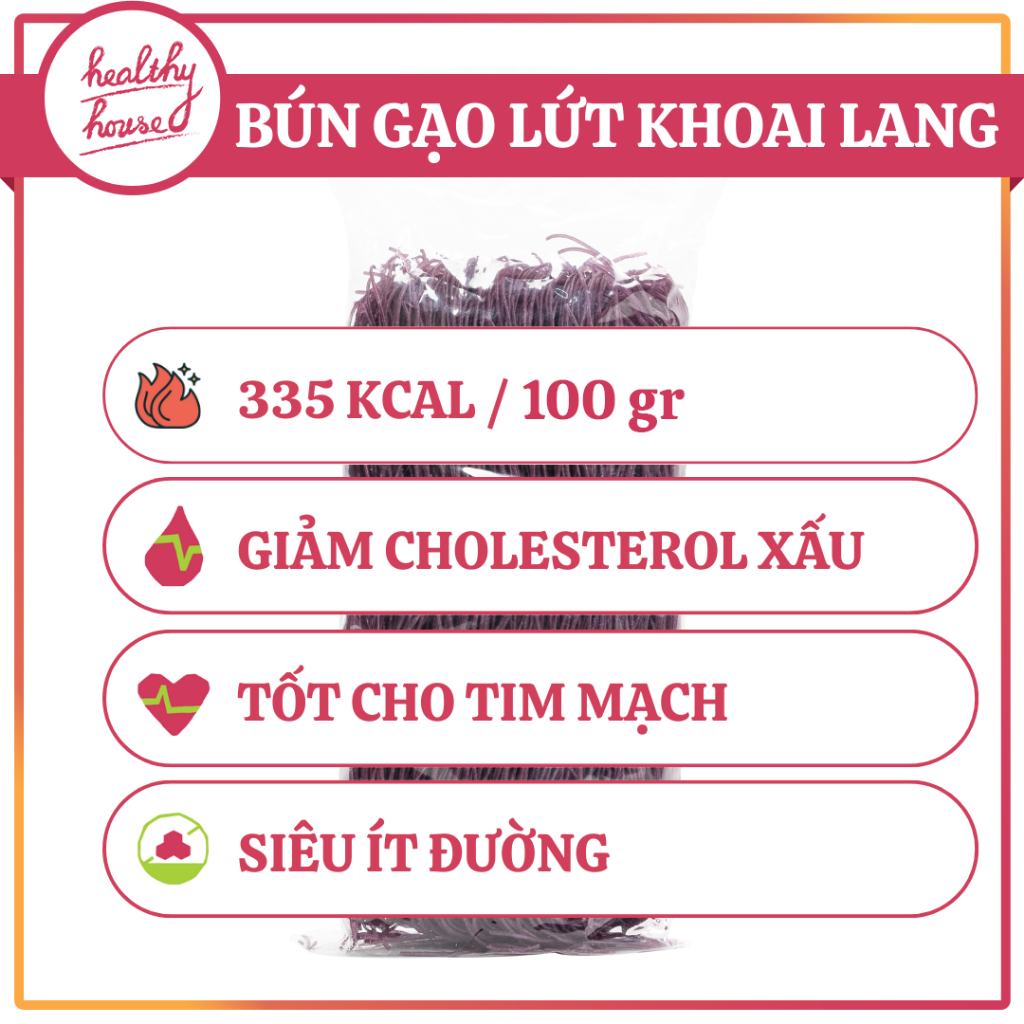 Bún Gạo Lứt Khoai Lang HT Food nguyên chất, ăn kiêng, healthy, giảm cân lành mạnh gói 200gr