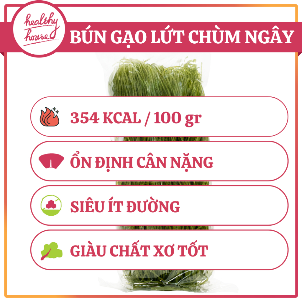 Bún Gạo Lứt Chùm Ngây HT Food thuần tự nhiên, thực dưỡng phù hợp ăn kiêng, giảm cân, eatclean gói 200g