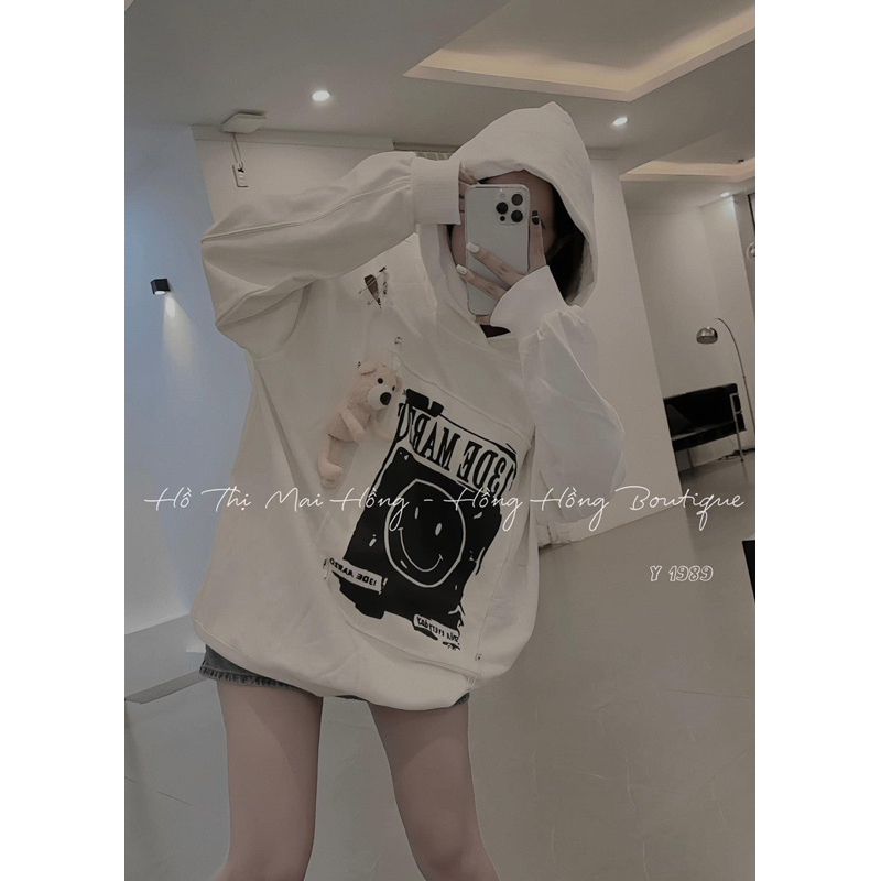 Áo nỉ hoodie kèm gấu hàng QC form to chuẩn mẫu