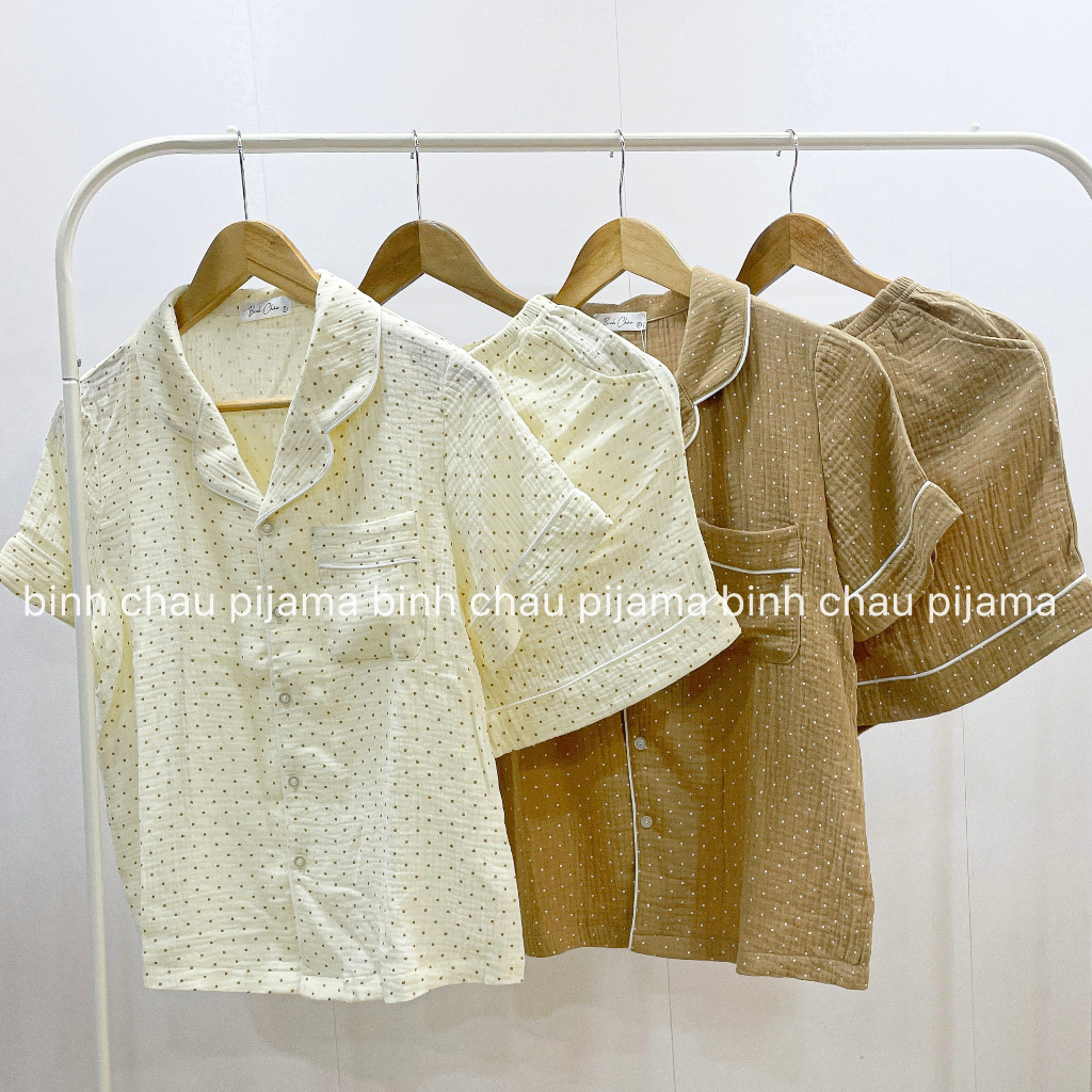 Đồ Ngủ Xinh, Bộ Pyjamas Mặc Nhà Nữ Chất Xô Muslin - Bình Châu Pijama