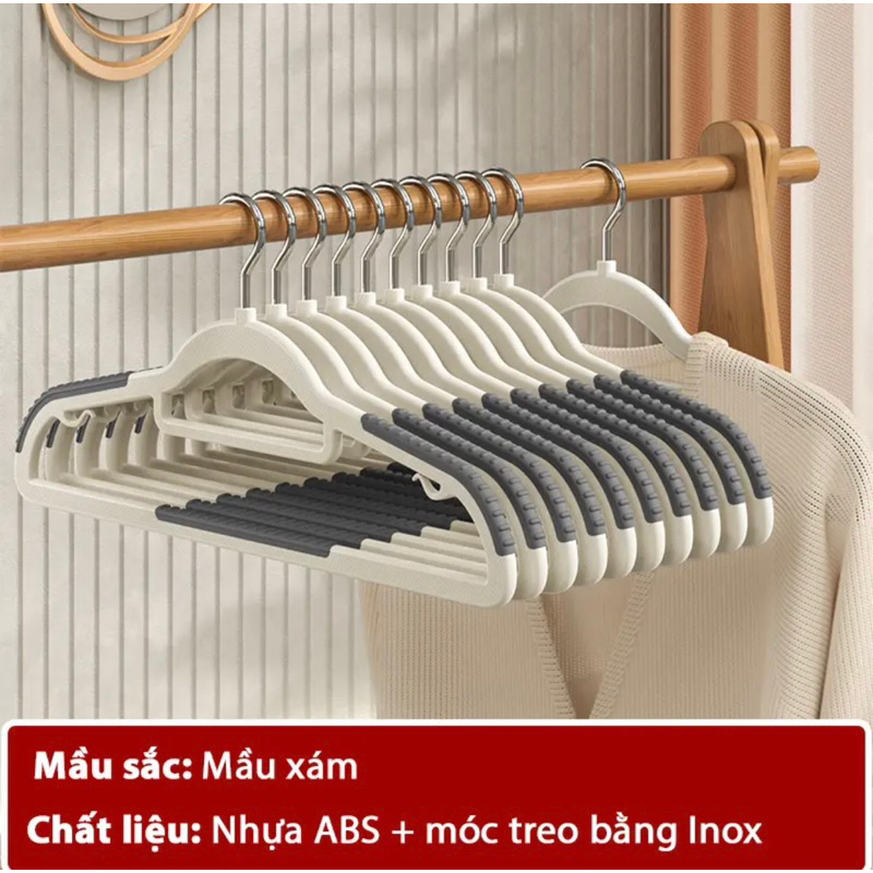 Móc treo quần áo chống trượt, chất liệu nhựa ABS, móc xoay 360 độ