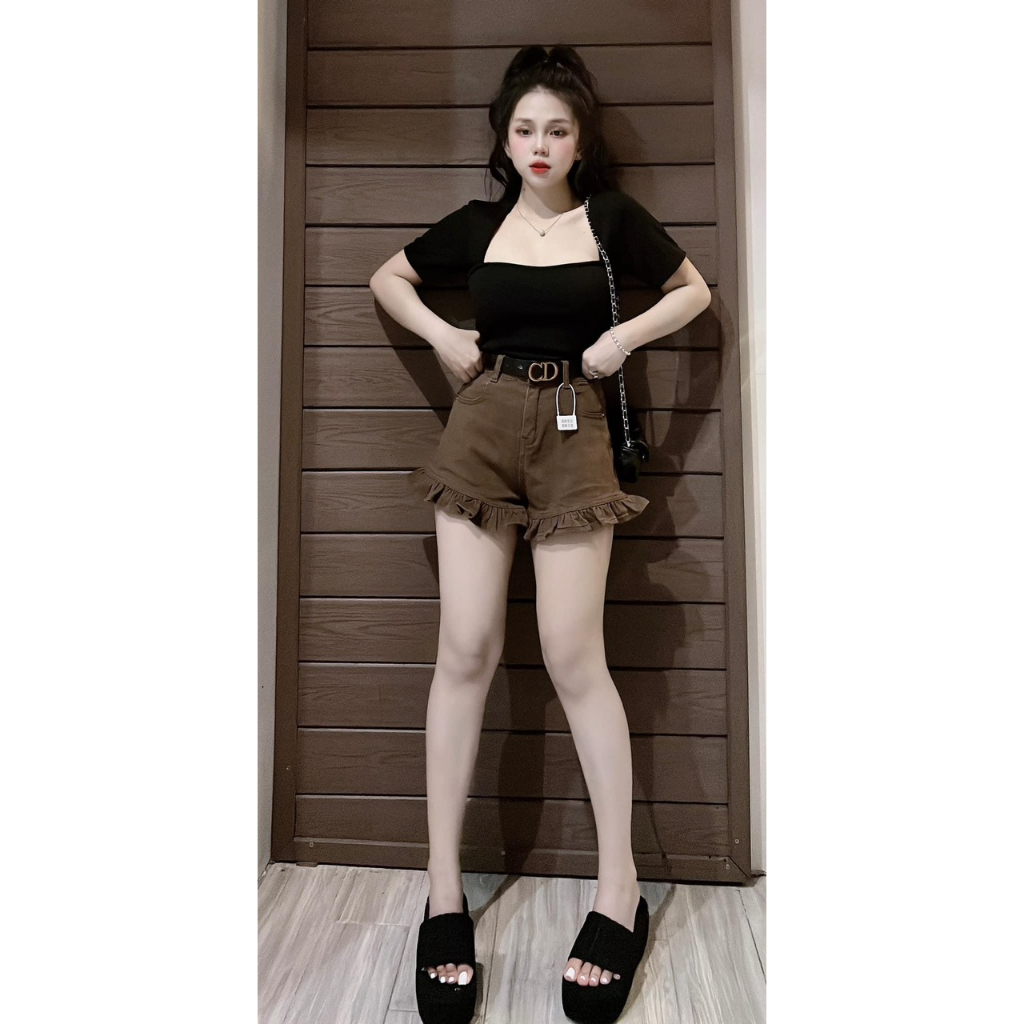 Quần Short MYK Jeans - Lai Bèo Xòe sang chảnh 8 màu