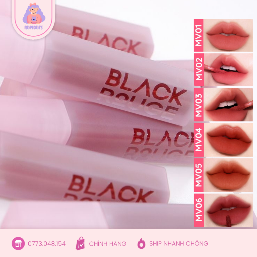 Son Kem Lì Mịn Môi Black Rouge Muddish Cushion Velvet Tint