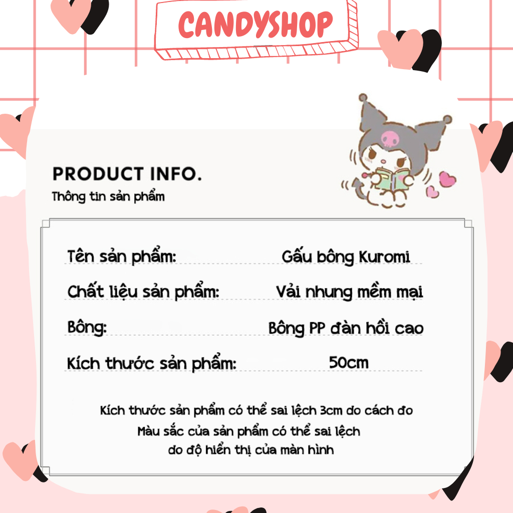 Gấu bông Kuromi nhóm Sanrio size to dễ thương nổi tiếng toàn cầu  CANDYSHOP