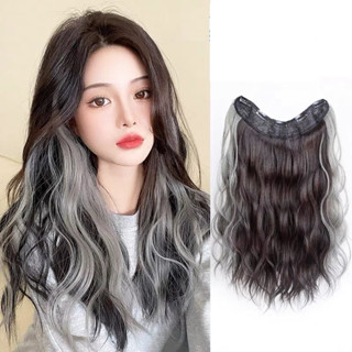 Tóc giả kẹp chữ V dáng xù light khói trắng chất liệu sợi tơ Hàn Quốc