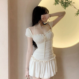Đầm cổ yếm dự tiệc body cúp ngực dáng ngắn nhún eo cực sang - nhún eo