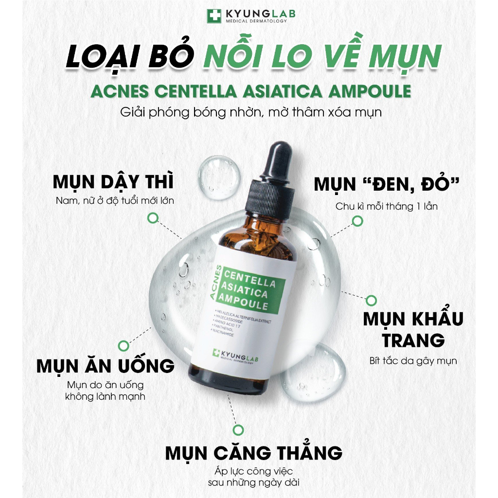 Serum ngừa mụn thâm Acnes Kyung Lab 50ml kiềm dầu, làm dịu, giảm sưng viêm, mụn, thâm, Centella Aisatica Ampoule