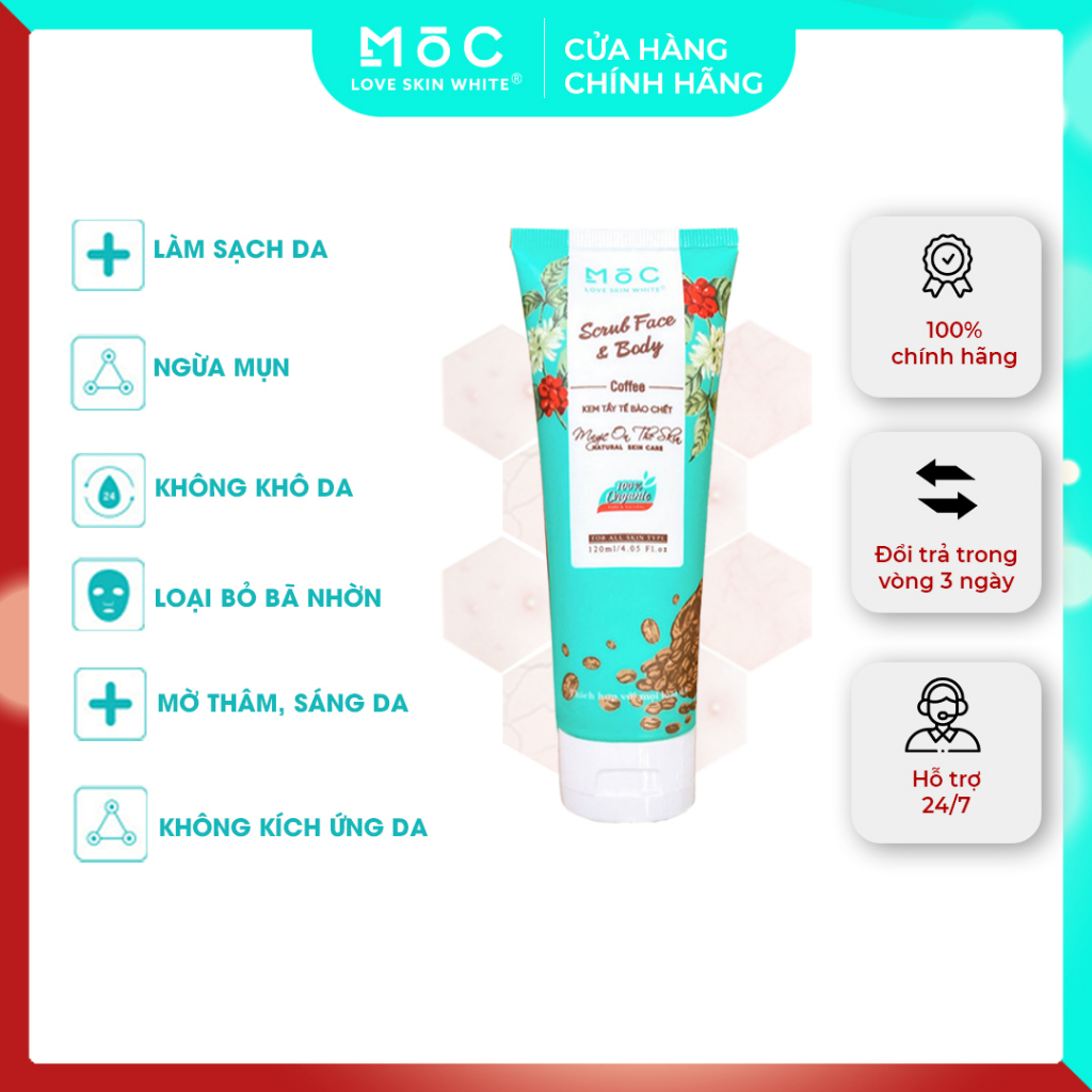 Kem tẩy tế bào chết thiên nhiên toàn thân Coffee Body Scrub Mộc Love Skin White 120ml