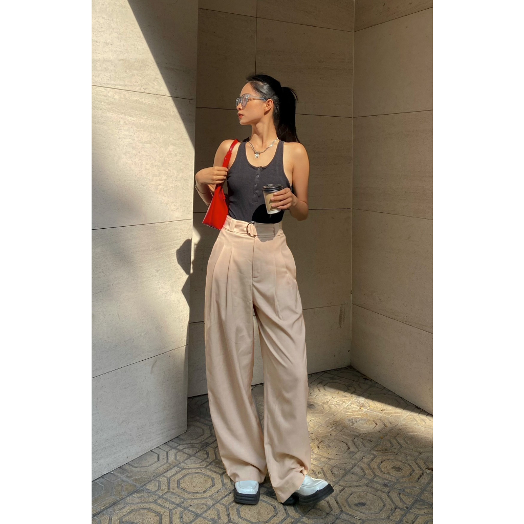 ZOEN THANH LÝ_Quần ống suông nữ kèm đai lưng, form dáng rộng trendy - Uni By Heart