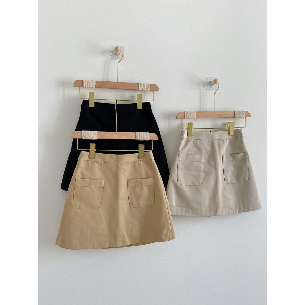 ZOEN THANH LÝ_Chân váy nữ chữ A 2 túi vuông kaki - Tyribee Clothing