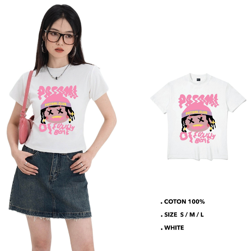 Áo thun nữ BABY TEE MẮT X 100% cotton 230gsm - PATOMI.STUDIO