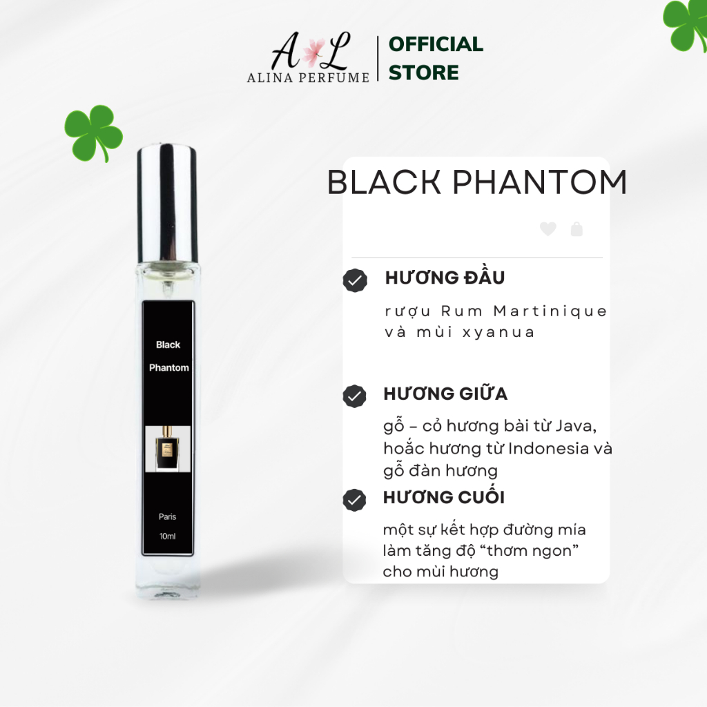 Nước Hoa Chiết Unisex Alina Black Phantom Chính Hãng 10ml Thơm Lâu Quyến Rũ , Bí Ẩn , Tinh Tế