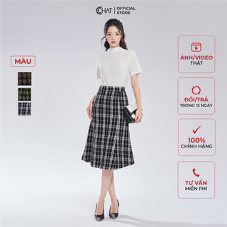 Chân váy 𝐂𝐂𝐇𝐀𝐓 dáng a đuôi cá chất dạ tweed cao cấp phong cách thanh lịch 22cdz5001at