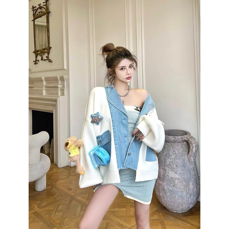 Áo khoác len 13De Marzo kèm gấu và túie sẵn size M