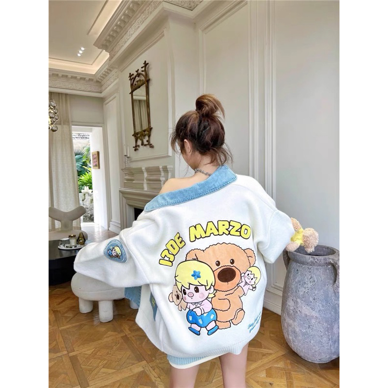 Áo khoác len 13De Marzo kèm gấu và túie sẵn size M