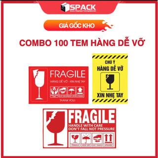 Tem cảnh báo hàng dễ vỡ xin nhẹ tay, có sẵn keo dính