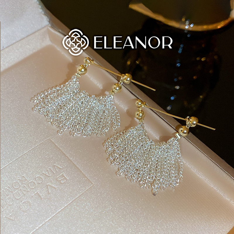 Bông tai nữ chuôi bạc 925 Eleanor Accessories dáng thả dạng lưới phụ kiện trang sức 6070